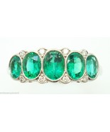 Very Fine Platinum Genuine Natural Emerald Diamond Ring (#J147) - £4,312.12 GBP