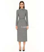 Kate Middleton Inspired Peter Pan Collar Black and White Houndstooth Mid... - €110,80 EUR