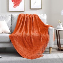 Walensee Throw Blanket For Couch, 60 X 80 Orange, Acrylic Knit Woven Summer - $37.94