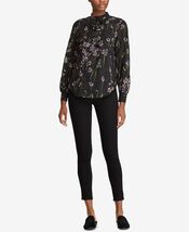 Lauren Ralph Lauren Ruffled Black Floral-Print Top Size 2 $135 - $20.00