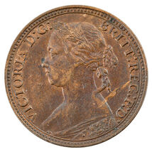 1880 Great Britain Farthing Coin Type 4 Berries (XF Condition) KM # 753 - $1,664.72 MXN