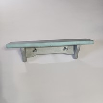 Small Wood Wall Hanging Farmhouse Shelf w/2 Pegs 16&quot; Long Country Blue/S... - $14.85