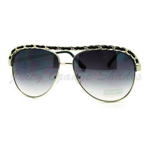 Cuero Cadena Rejer Top Piloto Mujer Diseñador Gafas de Sol Moda - £8.92 GBP