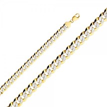 Men&#39;s 14K Two Tone Gold 12.2mm White Pave Cuban Link Bracelet - £1,569.13 GBP