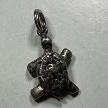 Sterling Silver 925 Charm Or Small 1/2 Inch Pendant Turtle Tortoise - £11.69 GBP