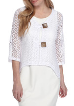 Nwt Nina Leonard White Cotton Crochet Shrug Cardigan Size S Size M - £26.96 GBP