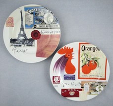 Rosanna Retro Paris France Decorative Salad Luncheon Plates Eiffel Tower Rooster - £9.39 GBP