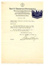 C C Thompson Pottery Letter East Liverpool Ohio 1938 NY Housewares Show ... - $17.82