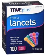 TRUEplus Sterile Lancets ~ 33 Gauge ~ BOX OF 100 ~ EXP Date 01/01/30 ~ S... - $10.45 CAD