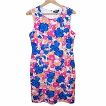 Lands&#39; End | Pink Blue Orange Floral Petite Dress Womens Size 10P - £18.94 GBP