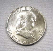 1949-D Silver Franklin Half Dollar VCH UNC Coin AN318 - £54.60 GBP