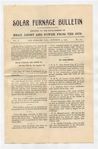 Solar Furnace Bulletin 1903 Heat Light &amp; Power from Sun Dumont&#39;s New Air... - £52.81 GBP
