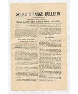 Solar Furnace Bulletin 1903 Heat Light &amp; Power from Sun Dumont&#39;s New Air... - £53.02 GBP