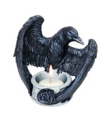 Alchemy Gothic Black Raven Poe Rose Tea Light Candle Holder Open Wings V... - $29.95