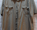 Outdoor Life men brown tan beige black plaid button front shirt short sl... - $14.84