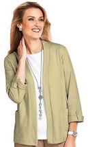 New Haband Tudor Court Beige Two Pocket Open Cardigan Lightweight Button Sleeve - £7.70 GBP