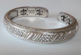 Signed Judith Ripka 925 Sterling Silver CZ Cuff Bracelet  Size 7 .1/4&quot; - £89.95 GBP