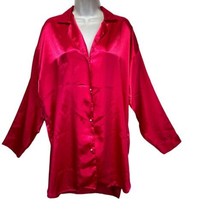 Vintage Victoria&#39;s Secret Gold Label Y2k Pink Silky Satin Sleep Shirt Si... - $32.66