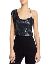 Cushnie Asymmetrical Draped Tank with Iridescent Paillette, Size 2 - £184.51 GBP