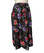 NEW Vintage Womens Michael Allen Black Floral Print Elastic Waist Midi S... - $33.83 CAD