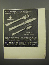 1956 H. Nils Bell Silverware by Hans Hansen Ad - From Denmark - $18.49