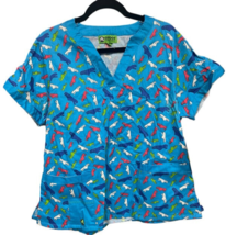 CROCS Medical Apparel Blue CROCS Shoes Scrub Top with Pockets Size Large NWT - £15.98 GBP