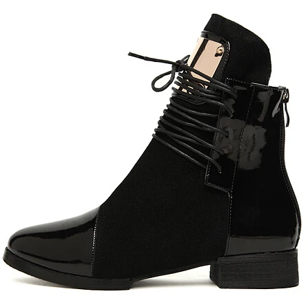 Women Autumn Winter Nubuck Leather -Up  Ankle Boots Lady Patent Cross-tied Big S - £101.72 GBP