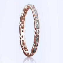Art Deco 0.30ct Moissanite 14K Rose Gold Plated Wedding Band Ring Full Eternity - £104.88 GBP