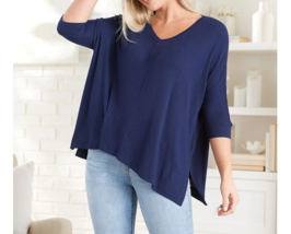 Laurie Felt Fuse Modal Knit Pullover Top- Navy, Petite 2X/3X - £14.23 GBP