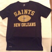 NFL New Orleans Saints shirt Size 10  12 youth medium dri tek black short sleeve - $14.75