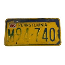 Vintage 1970 Pennsylvania License Plate M94-740 Rustic Distressed Tag Man Cave - £14.92 GBP