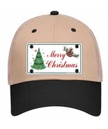 Merry Christmas Tree Novelty Khaki Mesh License Plate Hat - £23.31 GBP