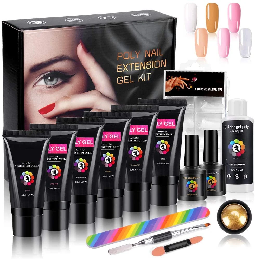 6 Colors Gift Set Poly Extension Nail Gel Kit 30ML Crystal Jelly UV Gel Acrylic - £39.04 GBP+