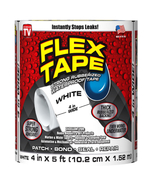 Flex Tape Strong Rubberized Waterproof Tape, 4 Inches x 5 Feet, White - $23.79