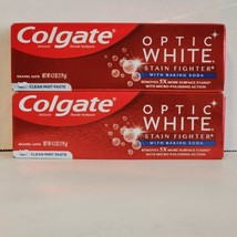 (2) Colgate Optic White Stain Fighter w/Baking Soda Toothpaste 4.2 oz Cl... - £3.87 GBP