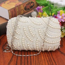 Luxury Pearl Clutch Bags Women Purse Diamond Ladies Hand Bags White Even... - $30.00+