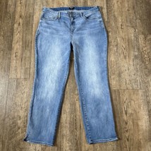 Curves 360 by NYDJ Size 14 Slim Straight Ankle Jeans Denim Pants Side Slit 35x28 - £29.77 GBP