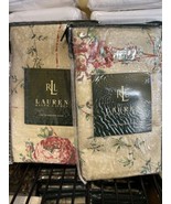Ralph Lauren VILLANDRY Floral Sateen Cotton Standard Pillow Shams Pair  ... - $79.19