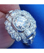 Earth mined Diamond Art Deco Engagement Statement Ring Antique Platinum ... - €12.897,29 EUR