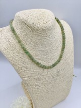 vintage Pale green jade beaded necklace 925 Silver Barrel Clasp L40cm  5mm Beads - $45.73