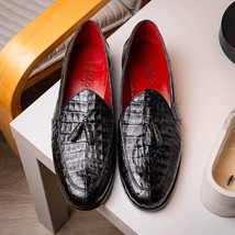 Bianchi Genuine caiman Crocodile Dress Loafers Black image 11