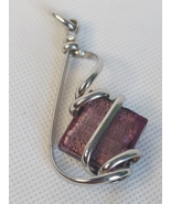 Heather Purple Glass Bead Necklace Drop Pendant - $26.99 CAD