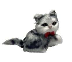 Kurt Adler Furry Gray Kitty Cat With Red Bow Christmas Ornament Nwt  Kitten - £9.24 GBP
