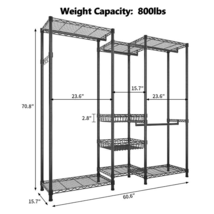 Heavy Duty Clothes Rack,Closet Organizer Portable Freestanding  Black - £92.59 GBP