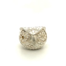 Vintage Signed 925 Sterling Carved Owl Bird Face Round Dome Ring Band size 7 - £58.84 GBP