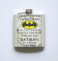 HIP FLASK Stainless Steel BATMAN quote classic logo 6oz 170 ml with Screw Cap - £15.07 GBP