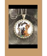 Flower skunk Thumper Bambi pretty rhinestones 925 silver necklace person... - $39.02 CAD