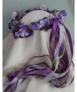 Serenity Tropical Silk Flower Head Wreath /Blue / Purple / Renaissance /... - $49.51
