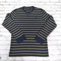 Express Shirt Mens Small Blue Green Striped Long Sleeve Waffle Knit Pull... - £17.24 GBP