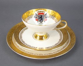 Kunst Kronach Handgemalt Berlin Crest Gold Tea Cup Saucer Luncheon Plate... - $68.99